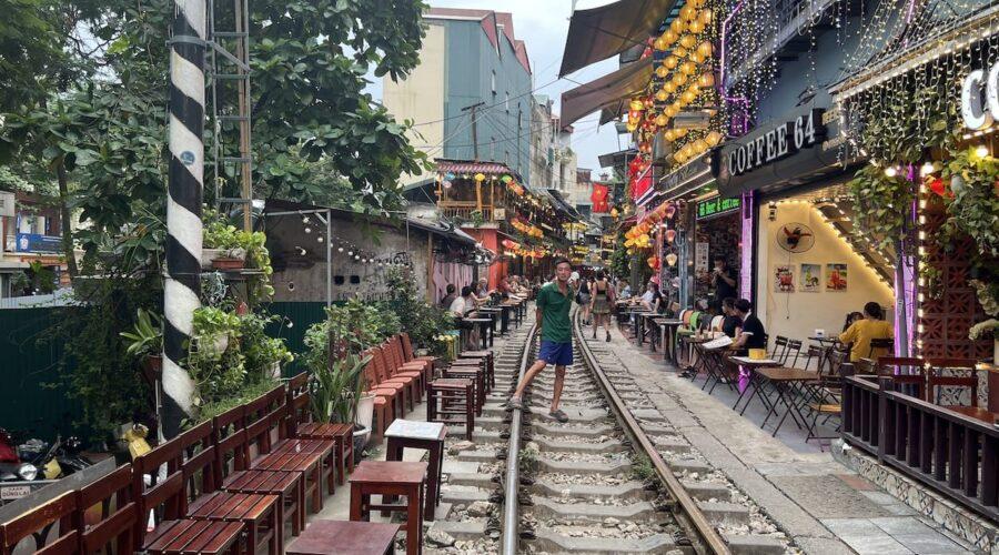 Hanoi Train Street passing train