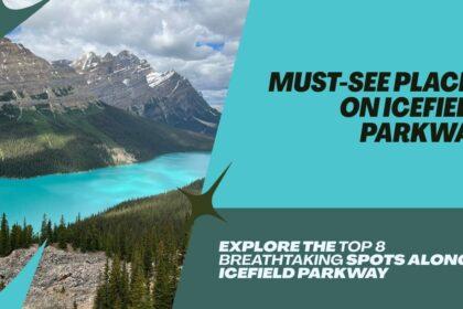 scenic stops along icefields parkway with mountains in the background