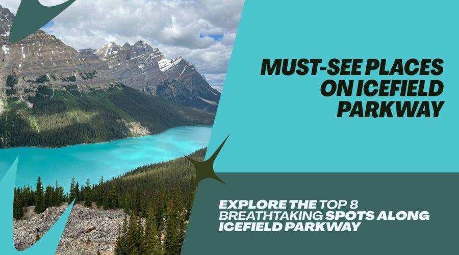 scenic stops along icefields parkway with mountains in the background